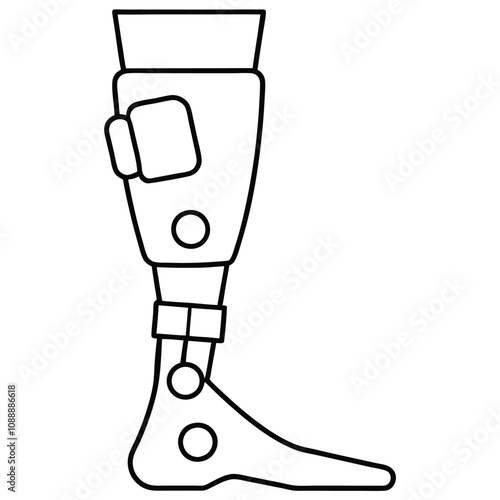 Prosthetic Limb Icon line art vector illustration on White Background.