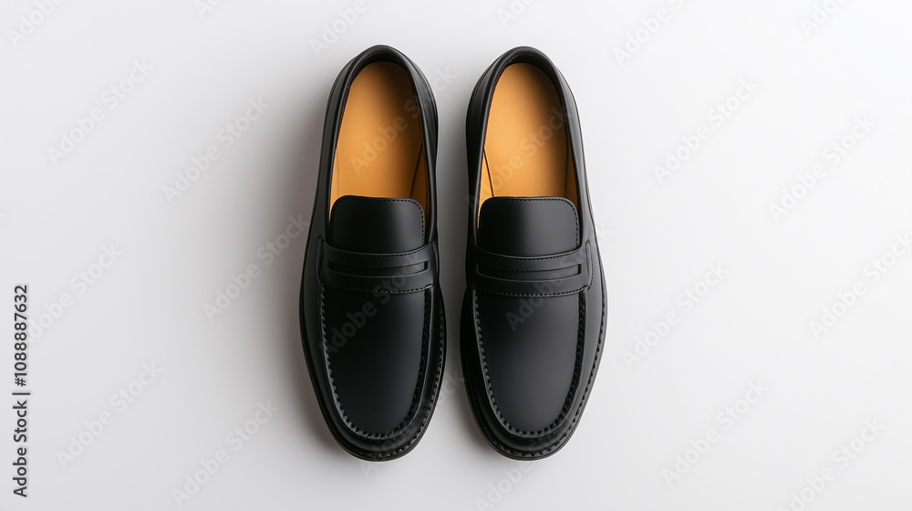 Stylish black loafers with sleek design and comfortable fit, perfect for formal or casual occasions, on white background. Stylish black loafers with sleek design and comfortable fit, perfect for formal or casual occasions, on white background.