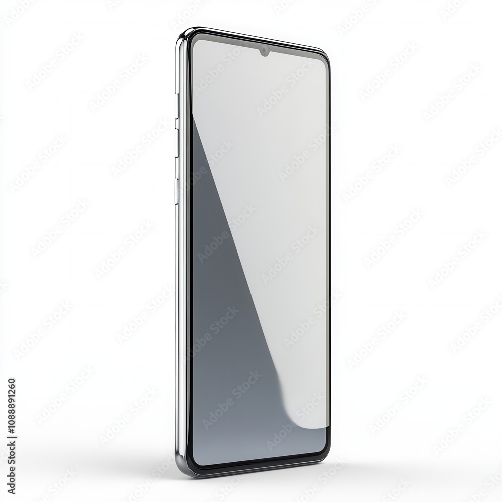 Sleek Modern Smartphone Mockup Silver Frame, Blank Screen, Isolated on White Background - Perfect for App Presentations and Mobile UI Designs Sleek Modern Smartphone Mockup Silver Frame, Blank Screen, Isolated on White Background - Perfect for App Presentations and Mobile UI Designs