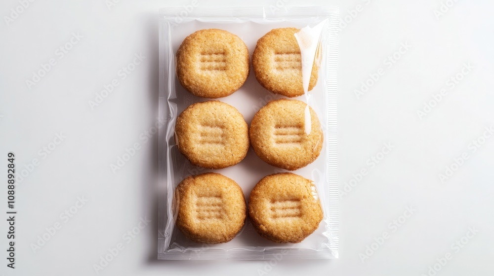 Cookies in transparent packaging on a white background, highlighting their appeal and freshness for bakery and snack promotion. Cookies in transparent packaging on a white background, highlighting their appeal and freshness for bakery and snack promotion.
