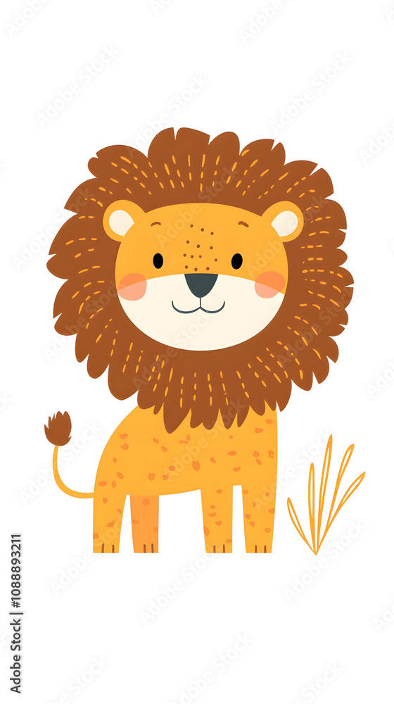 Lion cartoon illustration with a cute smiling lion isolated on a white background Lion cartoon illustration with a cute smiling lion isolated on a white background