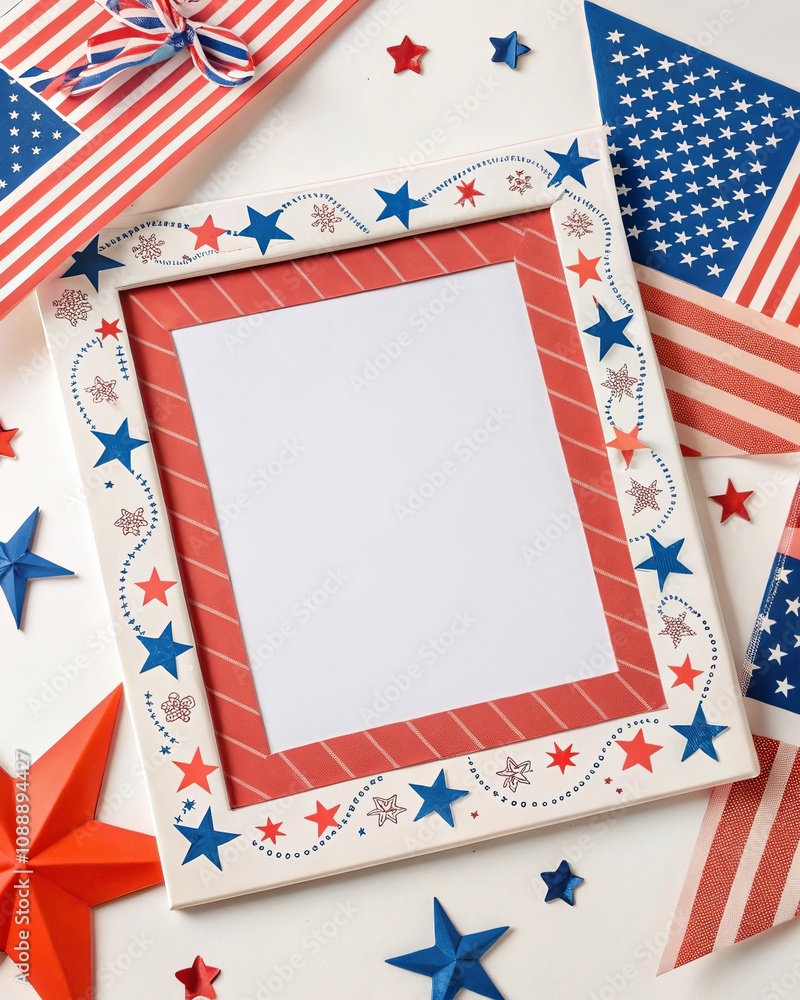 Obraz premium Patriotic Frame with Stars and Stripes Decor 
