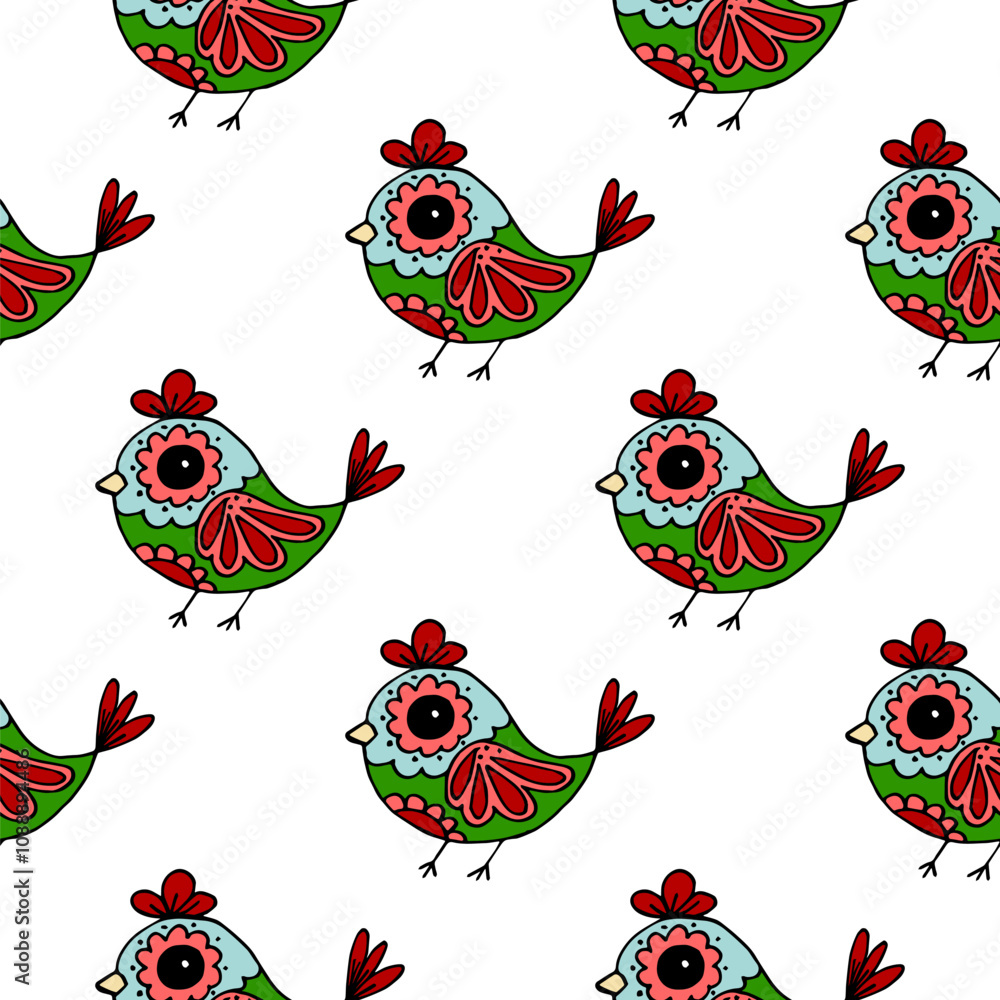 Obraz premium Seamless pattern. Folk ornament. Pattern in hand drawn style