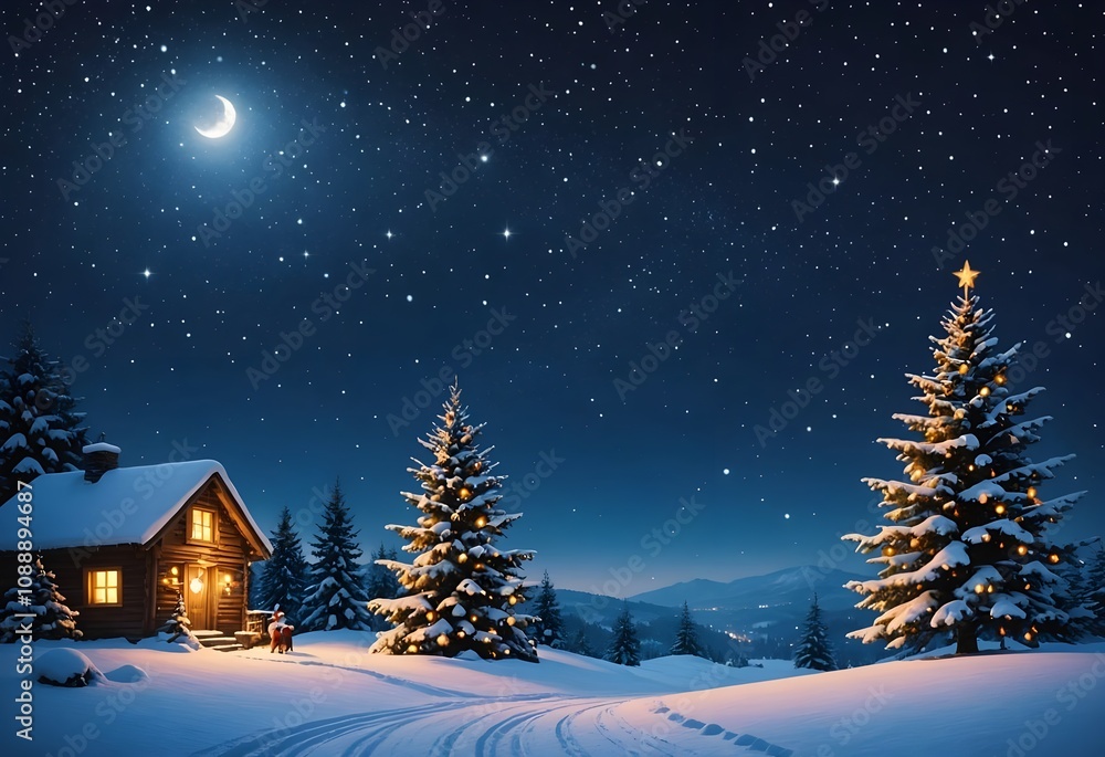 Christmas village in a starry night, lapland landscape, christmas village covered by snow with christmas trees, Santa Claus village wallpaper Christmas village in a starry night, lapland landscape, christmas village covered by snow with christmas trees, Santa Claus village wallpaper