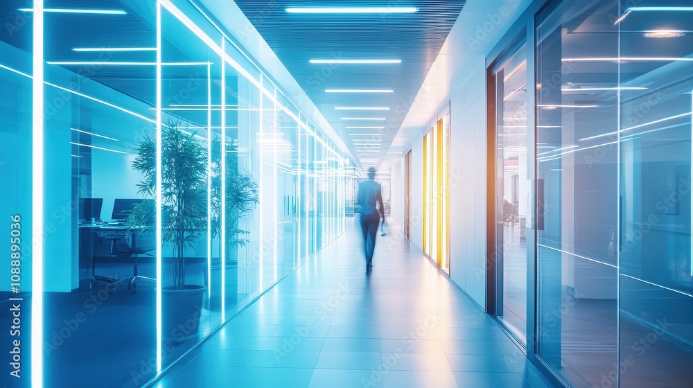 Group of Business people walking in the office corridor in night,People ...