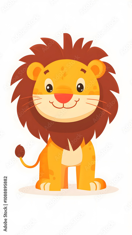 Lion cartoon illustration with a cute smiling lion isolated on a white background Lion cartoon illustration with a cute smiling lion isolated on a white background