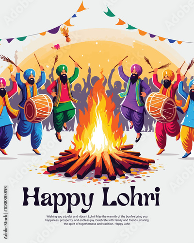 Wallpaper Mural Happy Lohri Festival celebration in India social media post banner template Torontodigital.ca