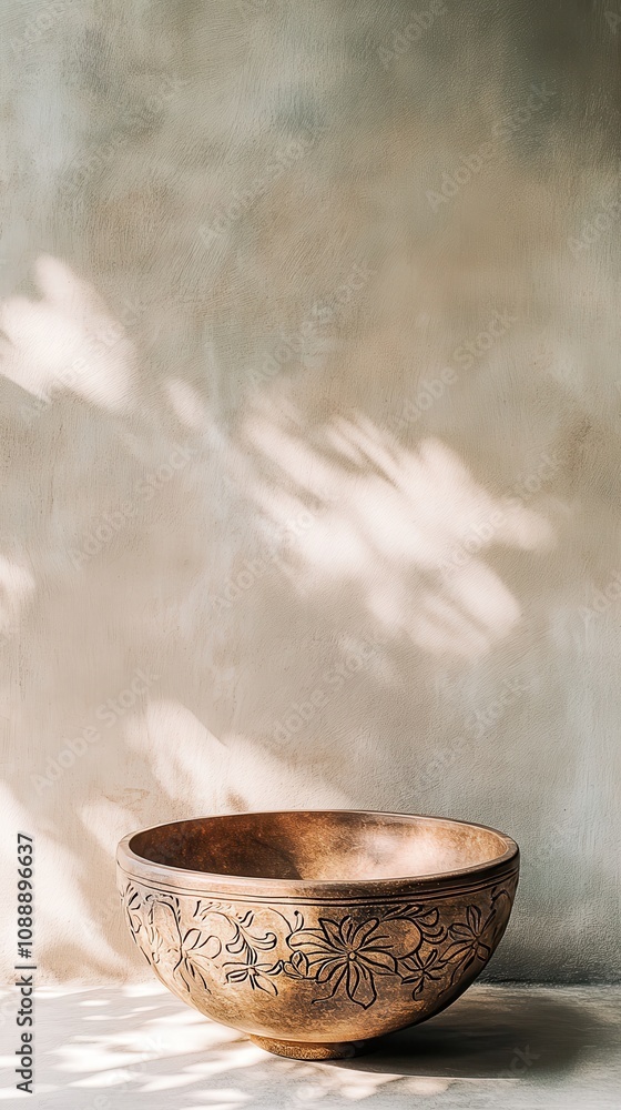 This handmade Bangladeshi bowl boasts delicate floral engravings on a minimalist backdrop This handmade Bangladeshi bowl boasts delicate floral engravings on a minimalist backdrop