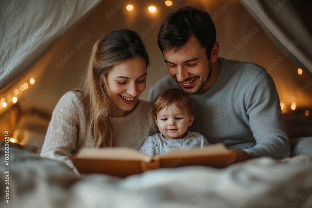 Parents sitting with their child in a cozy living room, teaching numbers and letters. Generative AI Parents sitting with their child in a cozy living room, teaching numbers and letters. Generative AI