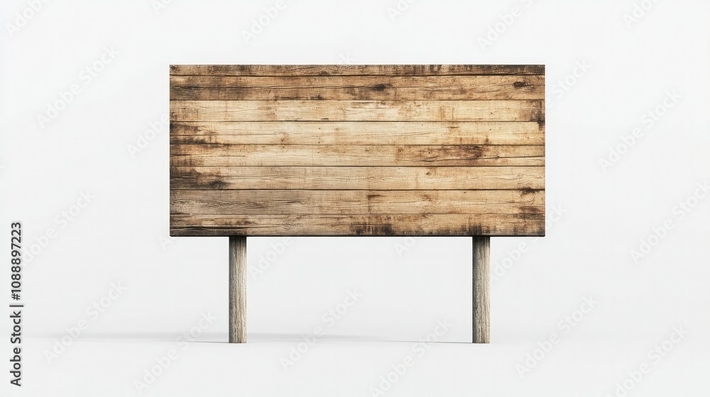 Isolated wooden billboard on a white background, simple and versatile, ideal for inserting custom content Isolated wooden billboard on a white background, simple and versatile, ideal for inserting custom content