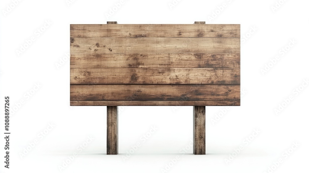 Isolated wooden billboard on a white background, simple and versatile, ideal for inserting custom content Isolated wooden billboard on a white background, simple and versatile, ideal for inserting custom content