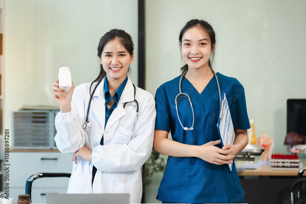 Fototapeta premium Successful medical team , Professional, confident, and supportive collaboration for healthcare wellness.