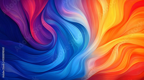 Abstract Swirling Lines in Vibrant Hues of Blue, Red, and Yellow