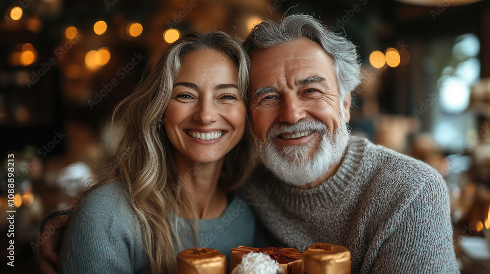Happy couple celebrating together with festive treats in a cozy, warmly lit setting during the holiday season. Generative AI Happy couple celebrating together with festive treats in a cozy, warmly lit setting during the holiday season. Generative AI