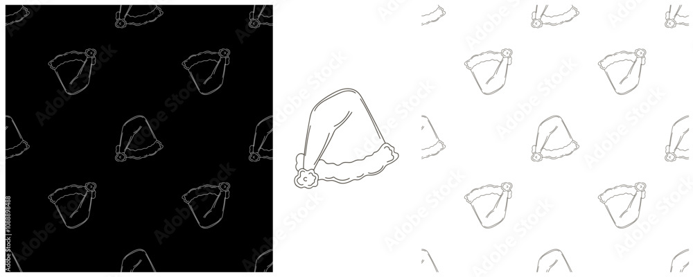 New Year. Set Monochrome pattern in hand draw style New Year. Set Monochrome pattern in hand draw style