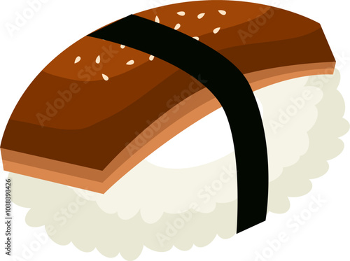 Unagi Eel Sushi.  Illustration of unagi sushi. 