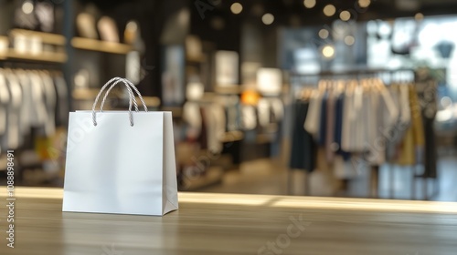 Blank shopping bag in boutique.