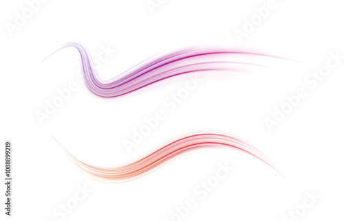 Neon stripes in the form of drill, turns and swirl. Speed of light concept background. Abstract background rotational border lines, png, effect, wave,neon,line. 