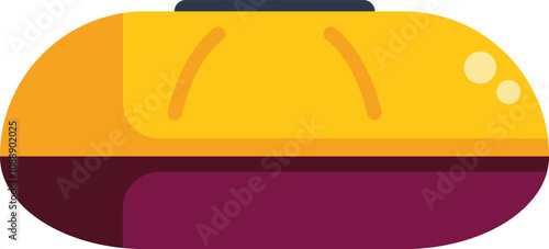 Yellow autonomous shuttle bus driving on the road side view, future public transportation concept vector illustration in flat style