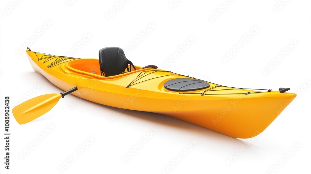 Yellow kayak with paddle. Yellow kayak with paddle.