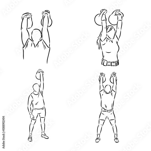 Kettlebell vector sketch icon isolated on background. Hand drawn Kettlebell icon.