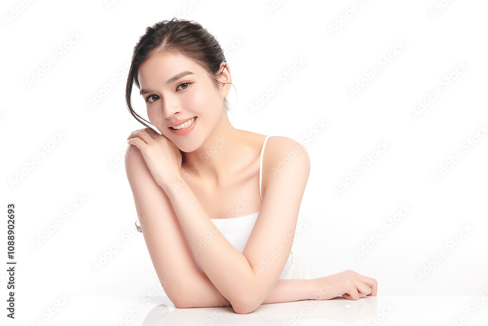 Beautiful young asian woman with clean fresh skin on white background, Face care, Facial treatment, Cosmetology, beauty and spa, Asian women portrait. Beautiful young asian woman with clean fresh skin on white background, Face care, Facial treatment, Cosmetology, beauty and spa, Asian women portrait.
