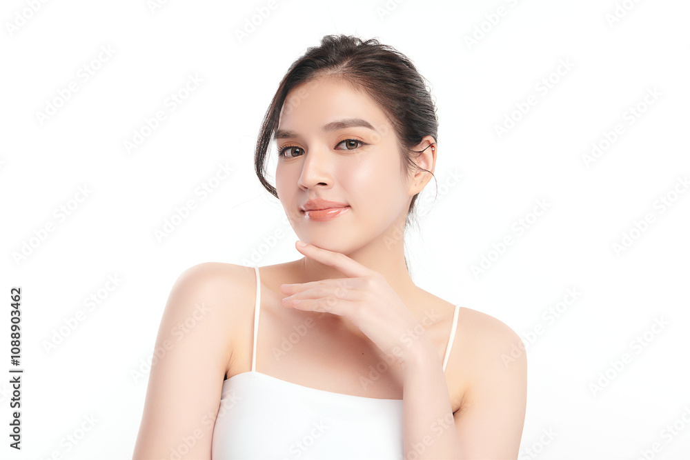 Beautiful young asian woman with clean fresh skin on white background, Face care, Facial treatment, Cosmetology, beauty and spa, Asian women portrait. Beautiful young asian woman with clean fresh skin on white background, Face care, Facial treatment, Cosmetology, beauty and spa, Asian women portrait.