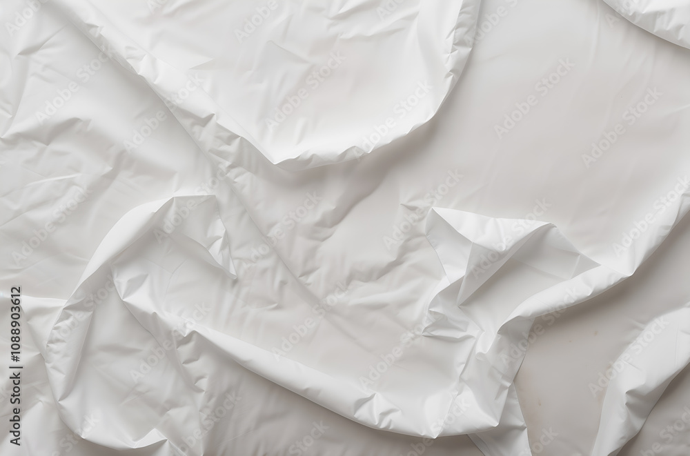 Obraz premium A wrinkled white paper texture on a clean surface, perfect for backgrounds and design concepts. Generative AI