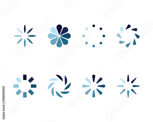 Collection Loading bar status icon. Vector illustration. Set of vector loaded icons. Download progress. Donload or Upload.