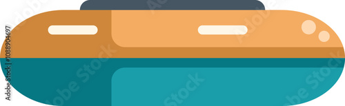 Inflatable motor raft floating on water side view icon in flat style isolated on white background