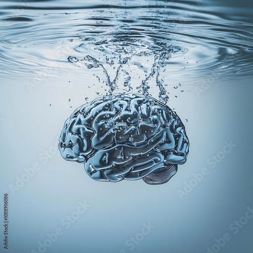 Brain Made of Fluid Waves Symbolizing Fluid Intelligence and Adaptability photo