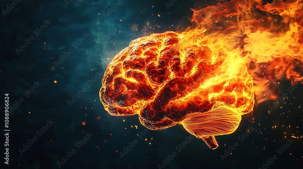 Obraz premium Molten Brain of Fiery Passion and Intense Focus for Knowledge and Discovery