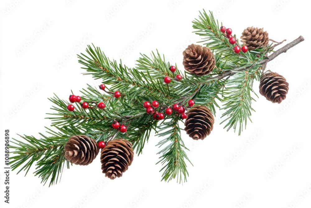 Christmas tree branch pine berries cones. Christmas tree branch pine berries cones.
