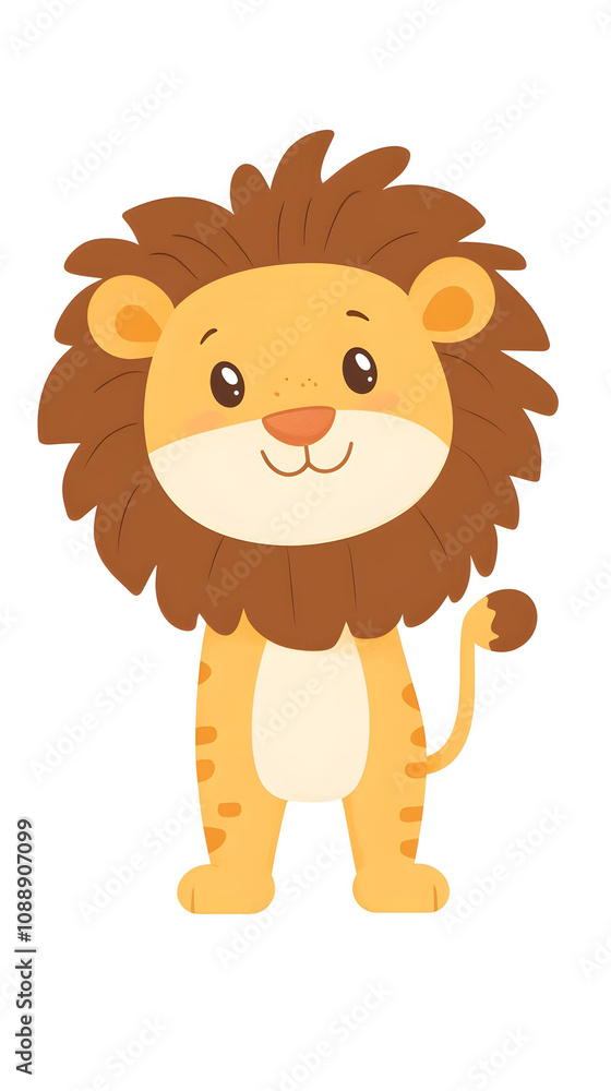 Lion cartoon illustration with a cute smiling lion isolated on a white background Lion cartoon illustration with a cute smiling lion isolated on a white background
