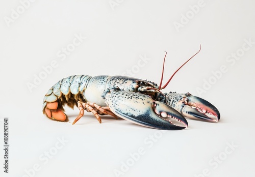 Fresh Live Lobster Isolated on White Background Perfect for Seafood Photography, Culinary Arts, and Fisherman's Market Themes Inspiring Gastronomic Creativity photo