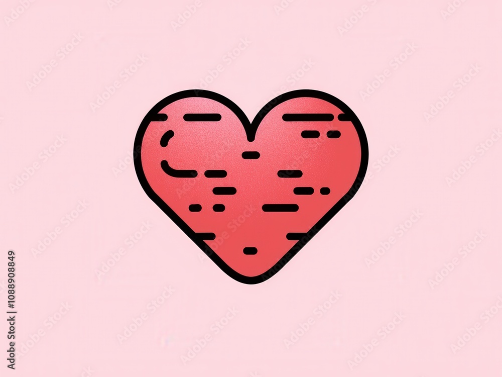 Pink Heart Illustration with Unique Patterns on a Soft Pink Background Pink Heart Illustration with Unique Patterns on a Soft Pink Background