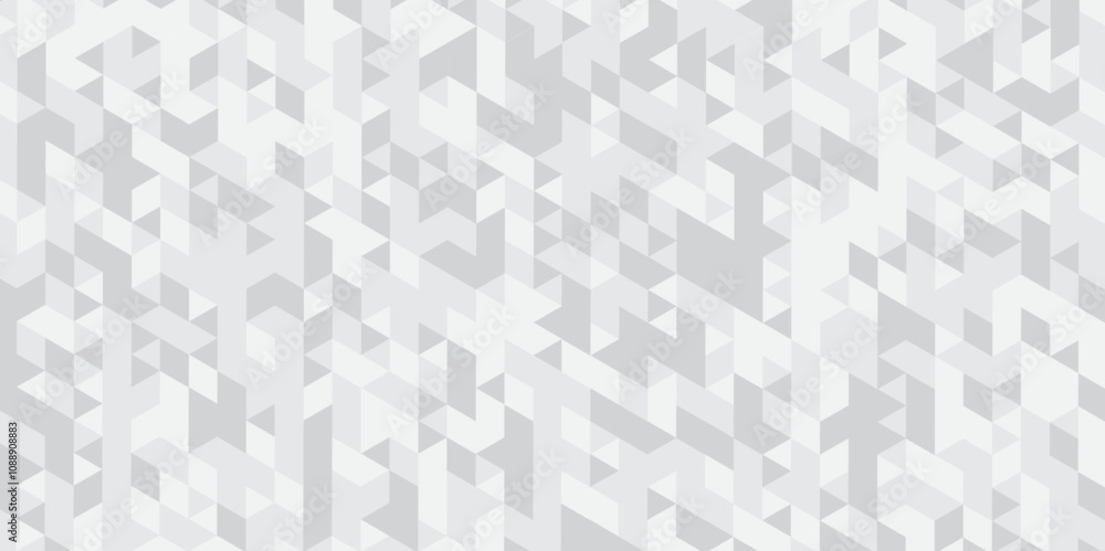 Geometric white, gray seamless mosaic and low polygon triangle texture wallpaper background. Triangle shape retro wall grid pattern geometric ornament tile vector square element. Geometric white, gray seamless mosaic and low polygon triangle texture wallpaper background. Triangle shape retro wall grid pattern geometric ornament tile vector square element.