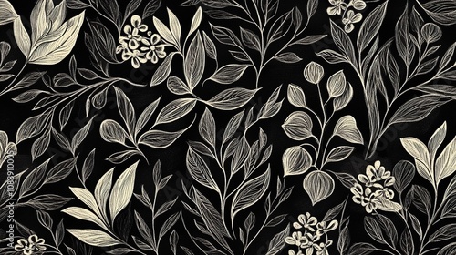 Wallpaper Mural Hand-drawn floral pattern design indoor art illustration elegant environment close-up view nature inspiration Torontodigital.ca