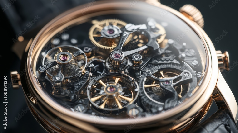 Close-up of a complex mechanical watch movement with visible gears and intricate details. Close-up of a complex mechanical watch movement with visible gears and intricate details.