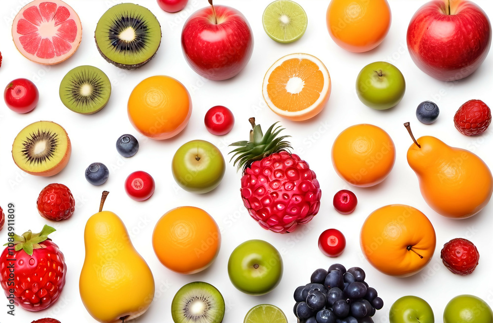 Fruits on a white background Fruits on a white background