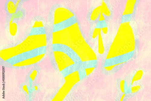 Abstract pastel illustration with vibrant yellow and pink tones photo