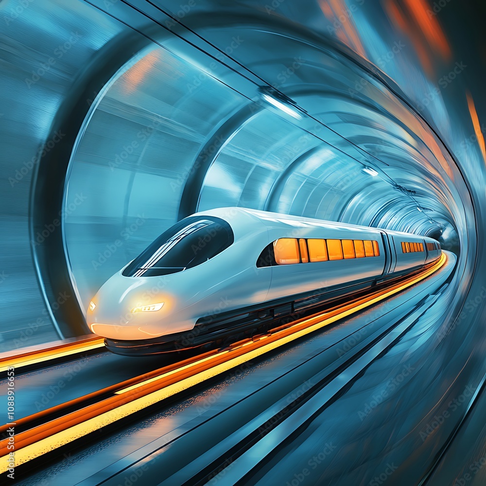 Fototapeta premium Hyperloop technology high speed train futuristic journey picture