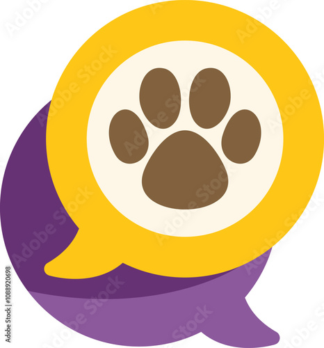 Paw print is showing inside a cartoon speech bubble