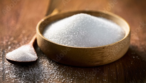 white sugar on wooden surface