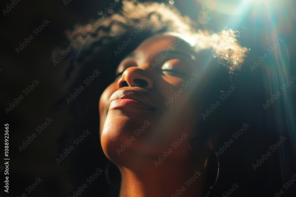 Black woman finding solace through tears and faith Black woman finding solace through tears and faith