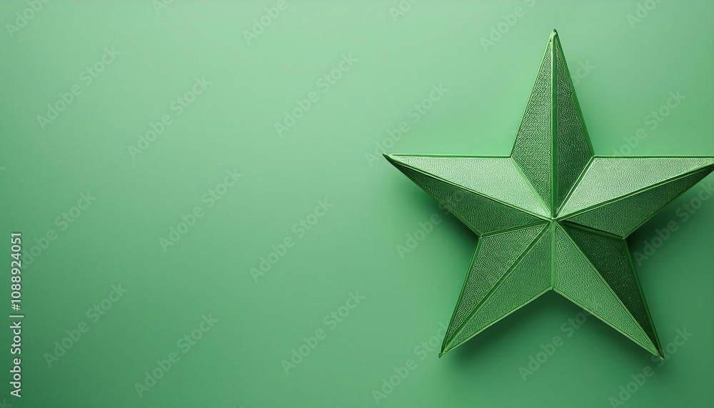 Three-Dimensional Green Star on Solid Presentation Background Three-Dimensional Green Star on Solid Presentation Background