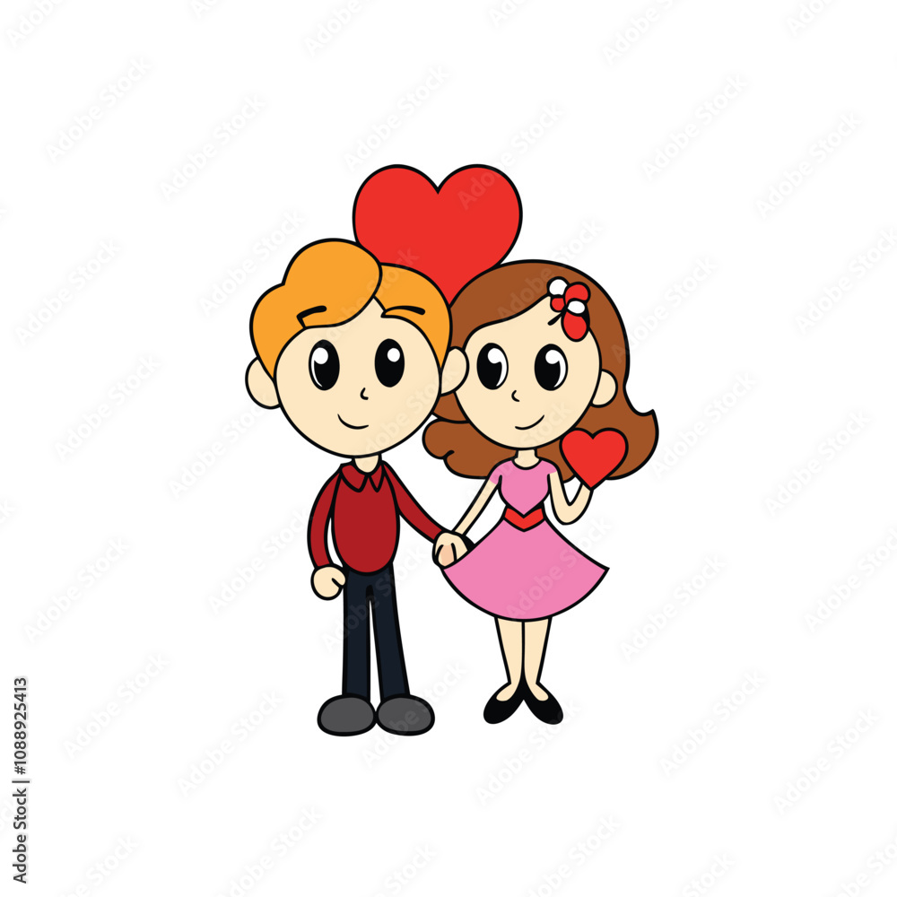 Happy Valentine's Day Couple Vector Illustration

