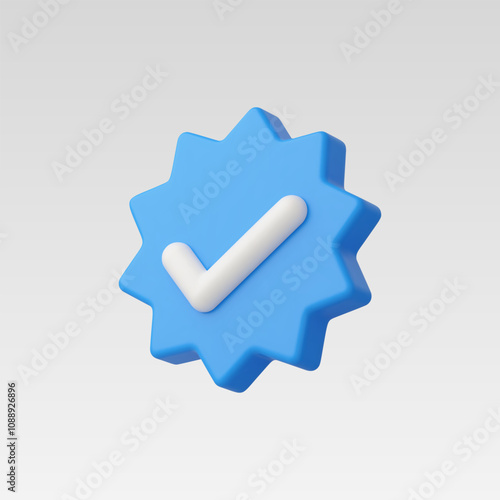 3d Realistic Verify check icon vector illustration