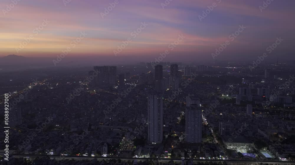 Aerial view of Hanoi city during beautiful sunset. Aerial view of Hanoi city during beautiful sunset.