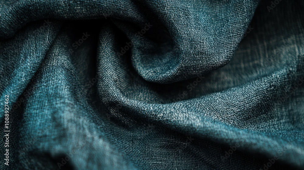 A close-up of textured, wrinkled fabric in a deep blue hue. A close-up of textured, wrinkled fabric in a deep blue hue.